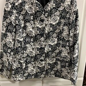 Floral Black and White Women's Jacket